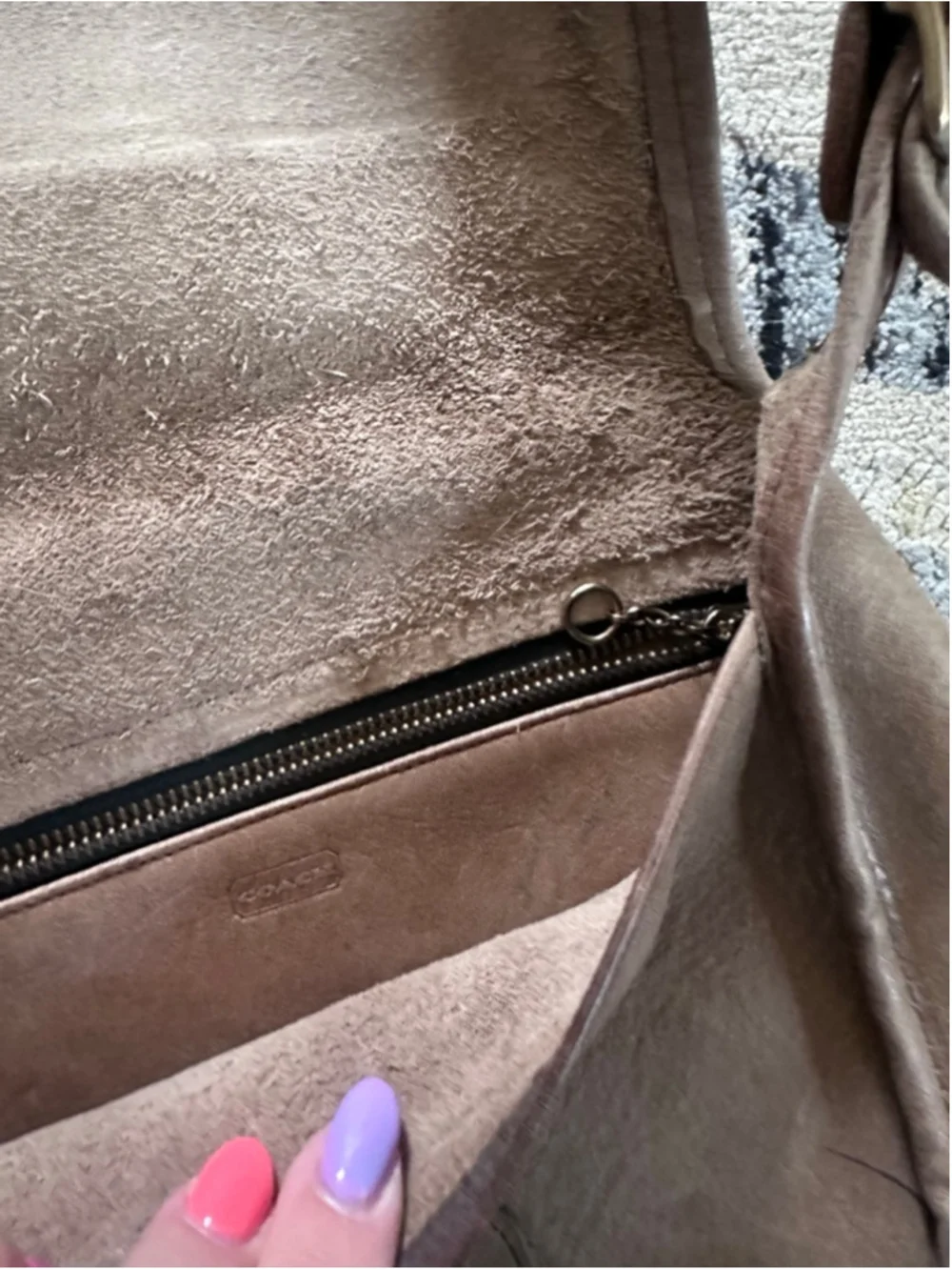Women's Coach Taupe Leather Shoulder Bag One Size - Picture 4 of 6